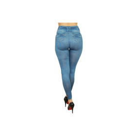 Legging bleu effet jean usé 